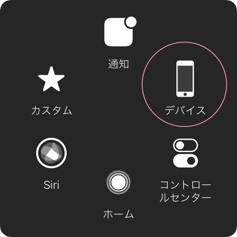 iPhoneのAssistive Touch最上位のメニュー